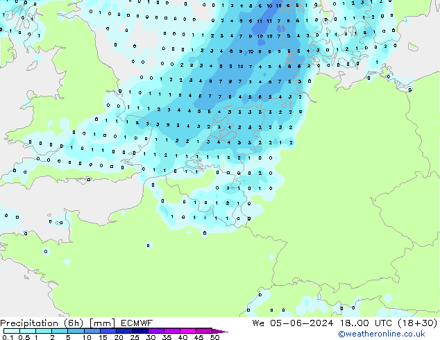 Z500/Yağmur (+YB)/Z850 ECMWF Çar 05.06.2024 00 UTC