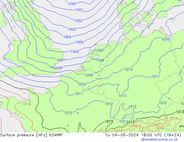 Bodendruck ECMWF Di 04.06.2024 18 UTC