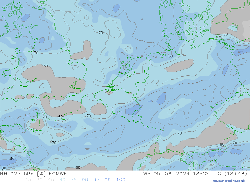 RH 925 hPa ECMWF Mi 05.06.2024 18 UTC