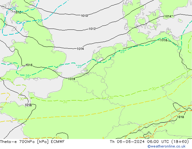 Theta-e 700hPa ECMWF do 06.06.2024 06 UTC