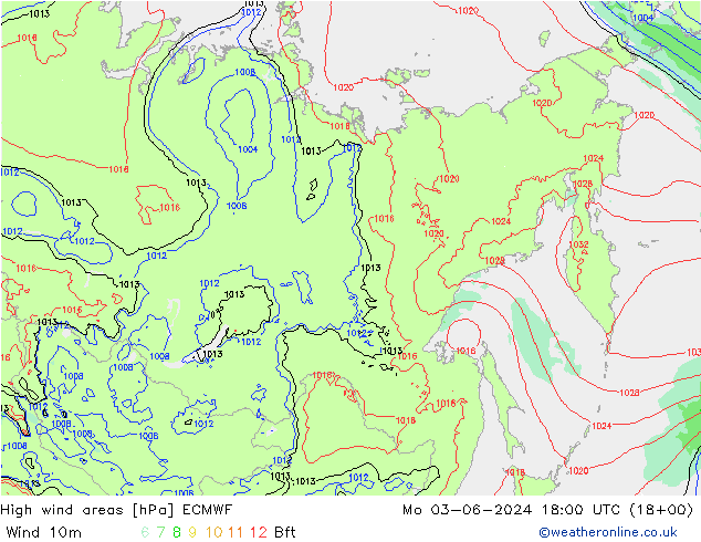 High wind areas ECMWF Mo 03.06.2024 18 UTC