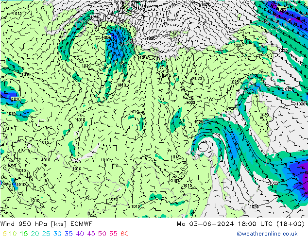 Wind 950 hPa ECMWF ma 03.06.2024 18 UTC