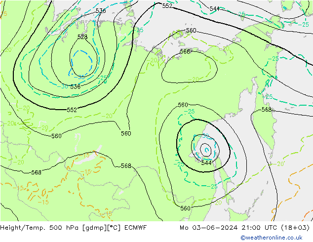 Height/Temp. 500 hPa ECMWF Seg 03.06.2024 21 UTC