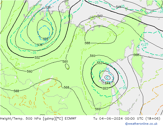 Z500/Rain (+SLP)/Z850 ECMWF mar 04.06.2024 00 UTC