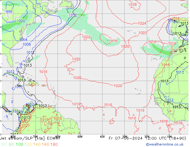 Jet stream/SLP ECMWF Fr 07.06.2024 12 UTC