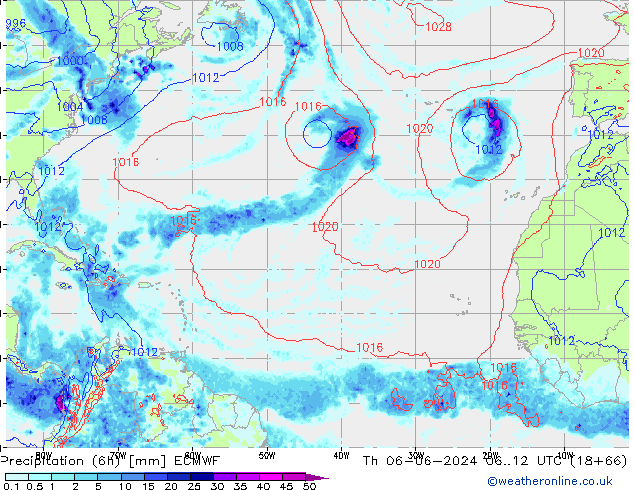 Z500/Rain (+SLP)/Z850 ECMWF jue 06.06.2024 12 UTC