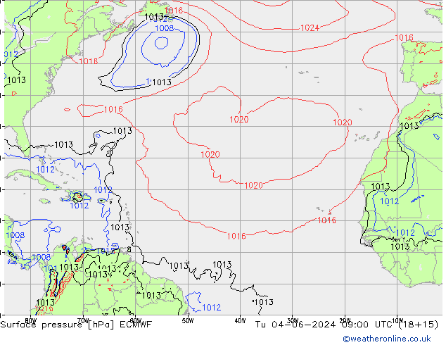 ciśnienie ECMWF wto. 04.06.2024 09 UTC