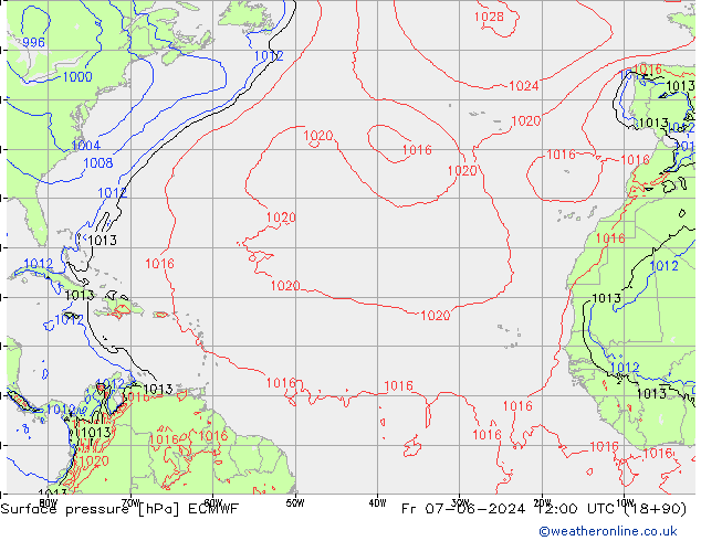 pressão do solo ECMWF Sex 07.06.2024 12 UTC