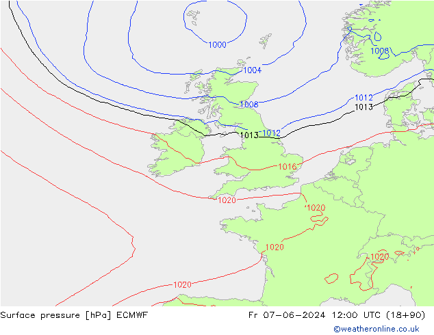 ciśnienie ECMWF pt. 07.06.2024 12 UTC