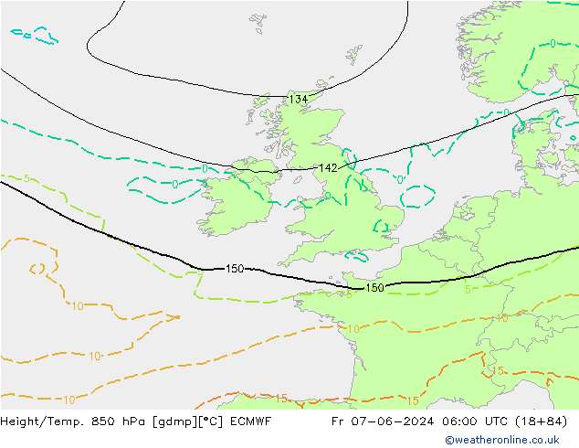 Z500/Rain (+SLP)/Z850 ECMWF vie 07.06.2024 06 UTC