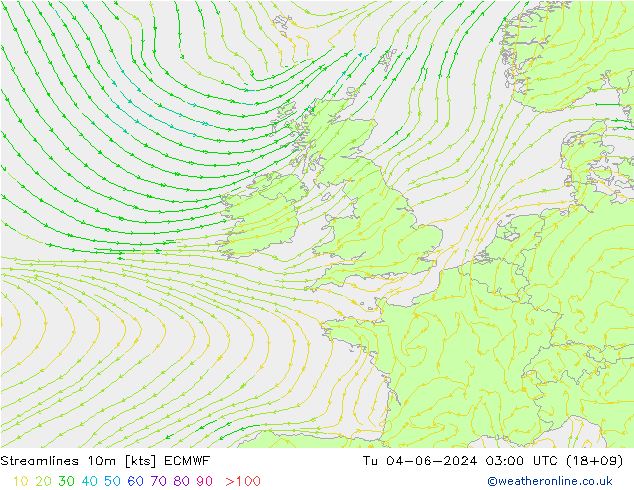 Streamlines 10m ECMWF Tu 04.06.2024 03 UTC