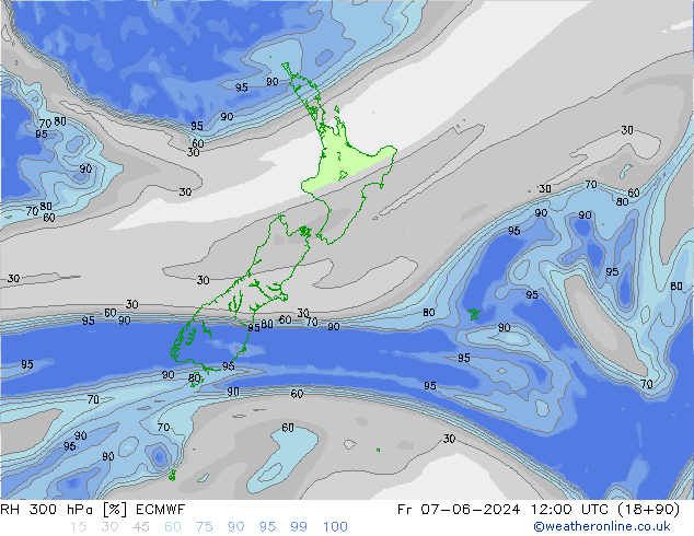 RH 300 hPa ECMWF Fr 07.06.2024 12 UTC