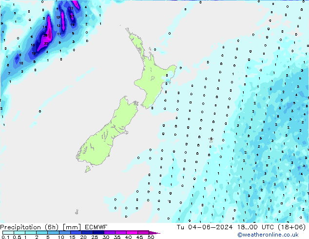 Z500/Rain (+SLP)/Z850 ECMWF Út 04.06.2024 00 UTC