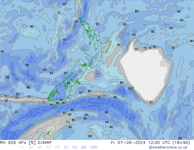 RH 925 hPa ECMWF Fr 07.06.2024 12 UTC