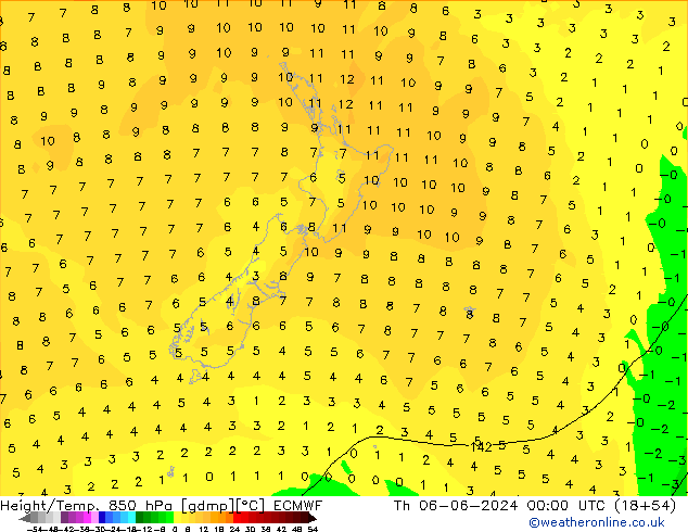 Z500/Rain (+SLP)/Z850 ECMWF чт 06.06.2024 00 UTC