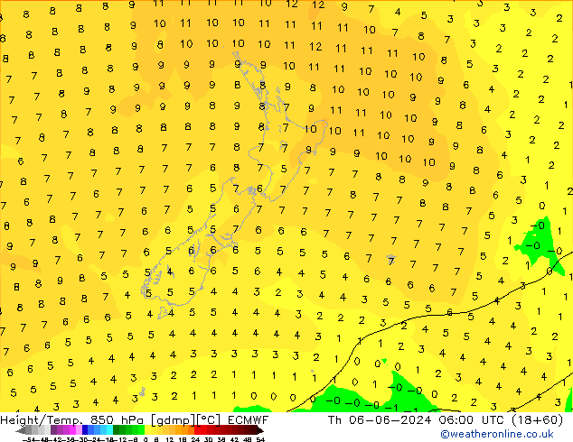 Z500/Rain (+SLP)/Z850 ECMWF Th 06.06.2024 06 UTC