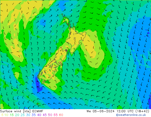 Surface wind ECMWF We 05.06.2024 12 UTC