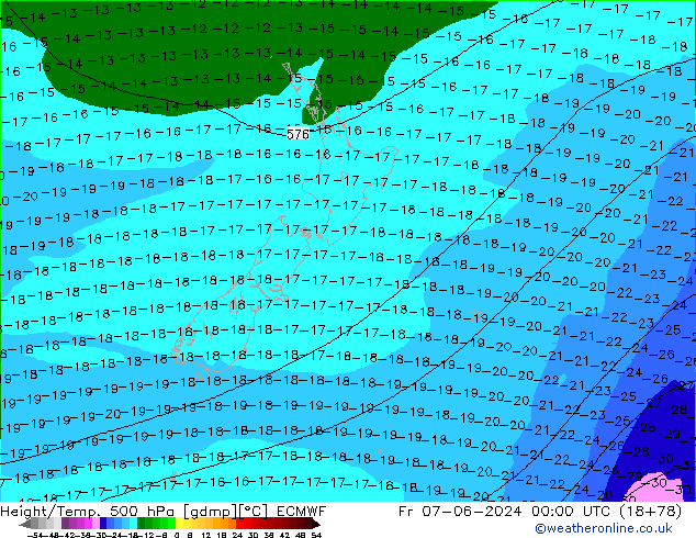 Z500/Rain (+SLP)/Z850 ECMWF vie 07.06.2024 00 UTC