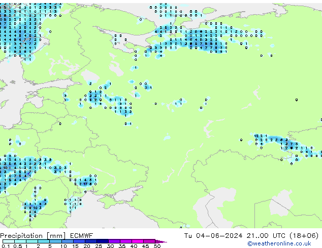 Precipitazione ECMWF mar 04.06.2024 00 UTC