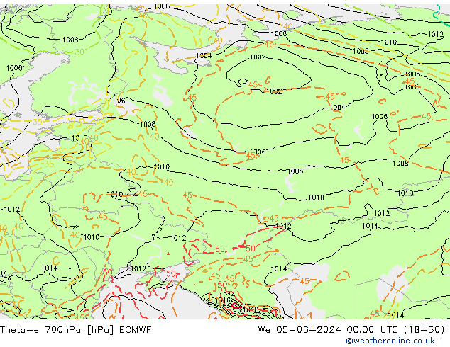 Theta-e 700hPa ECMWF We 05.06.2024 00 UTC