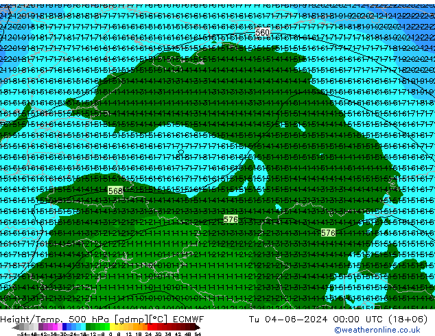 Z500/Rain (+SLP)/Z850 ECMWF Di 04.06.2024 00 UTC