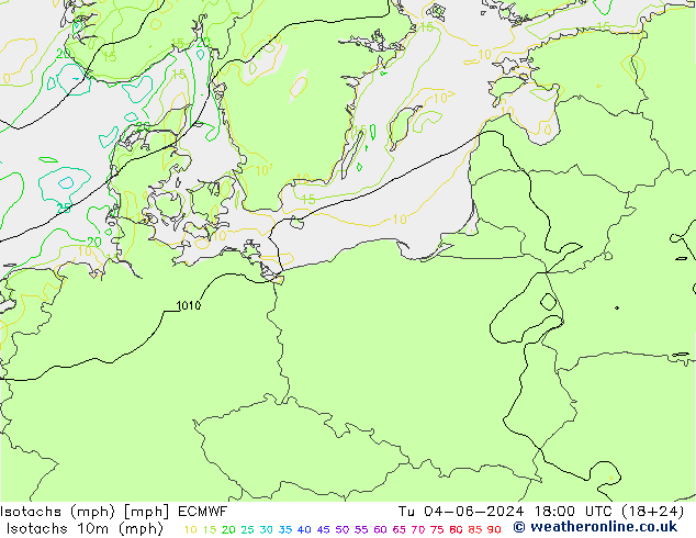 Isotachs (mph) ECMWF Tu 04.06.2024 18 UTC