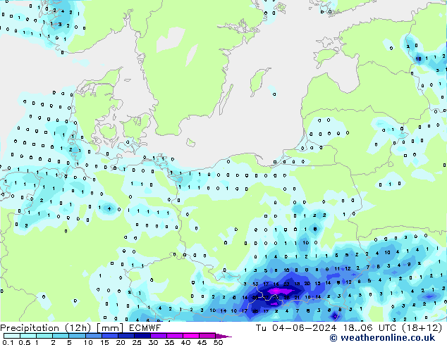 Precipitação (12h) ECMWF Ter 04.06.2024 06 UTC