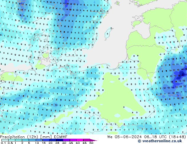 Précipitation (12h) ECMWF mer 05.06.2024 18 UTC