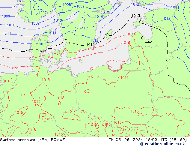 Surface pressure ECMWF Th 06.06.2024 15 UTC