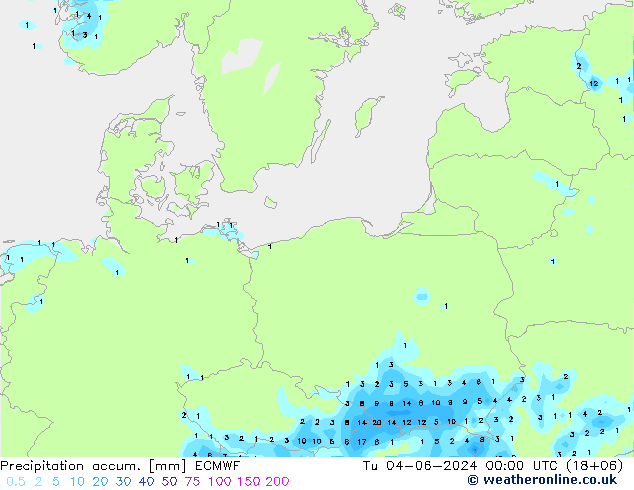 Toplam Yağış ECMWF Sa 04.06.2024 00 UTC