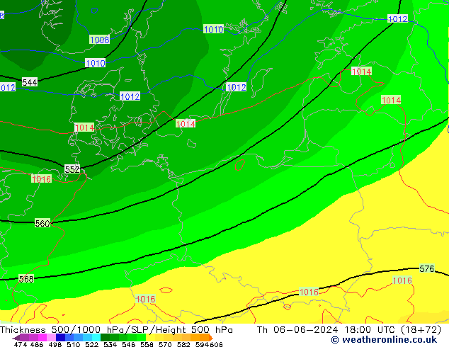 Thck 500-1000hPa ECMWF Čt 06.06.2024 18 UTC