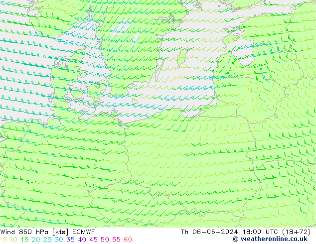 Wind 850 hPa ECMWF Th 06.06.2024 18 UTC