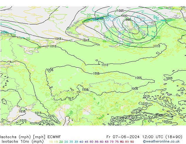 Izotacha (mph) ECMWF pt. 07.06.2024 12 UTC