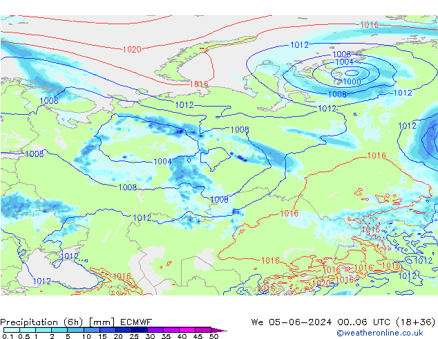 Z500/Regen(+SLP)/Z850 ECMWF wo 05.06.2024 06 UTC