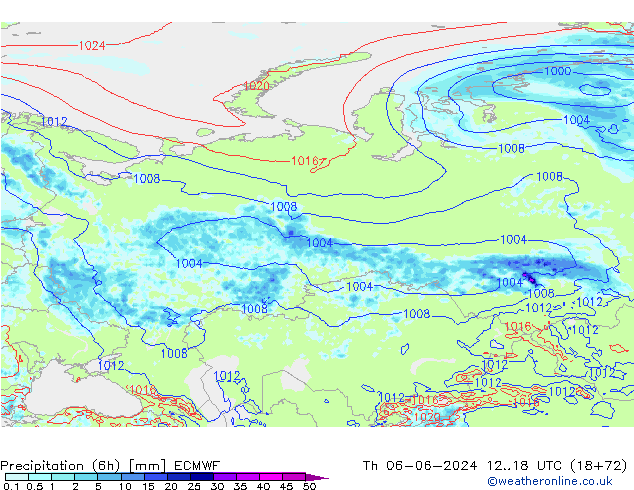 Z500/Rain (+SLP)/Z850 ECMWF jeu 06.06.2024 18 UTC