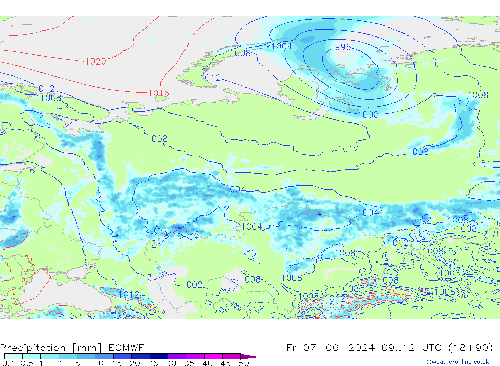 Precipitation ECMWF Fr 07.06.2024 12 UTC