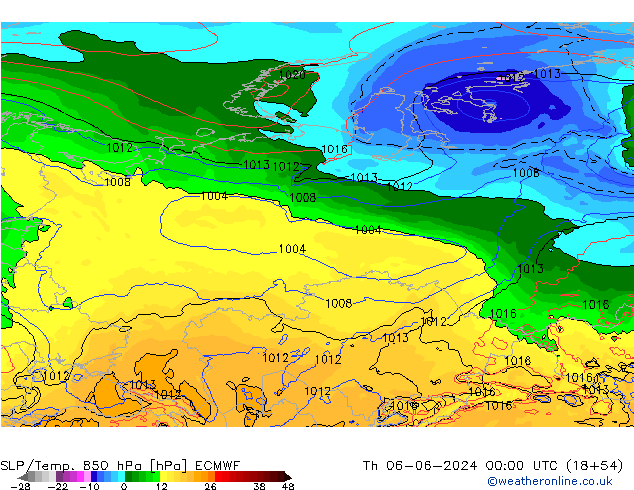 850 hPa Yer Bas./Sıc ECMWF Per 06.06.2024 00 UTC