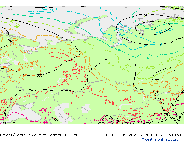 Hoogte/Temp. 925 hPa ECMWF di 04.06.2024 09 UTC