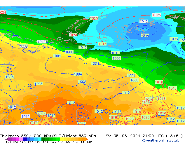 Schichtdicke 850-1000 hPa ECMWF Mi 05.06.2024 21 UTC