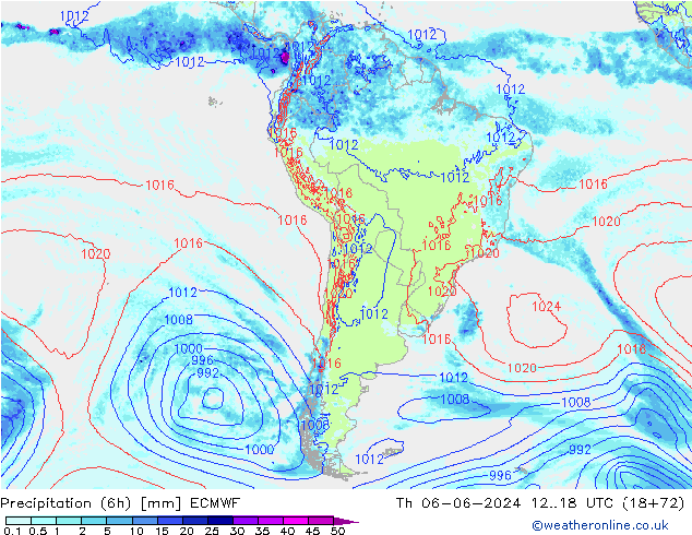 Z500/Rain (+SLP)/Z850 ECMWF Th 06.06.2024 18 UTC