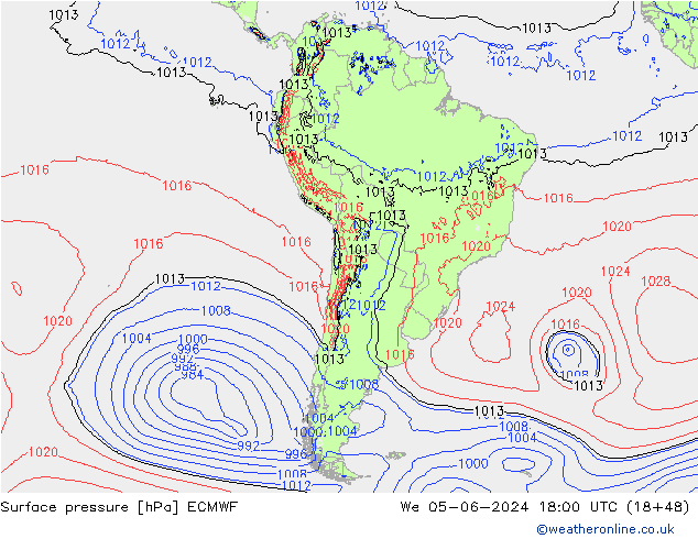 Atmosférický tlak ECMWF St 05.06.2024 18 UTC