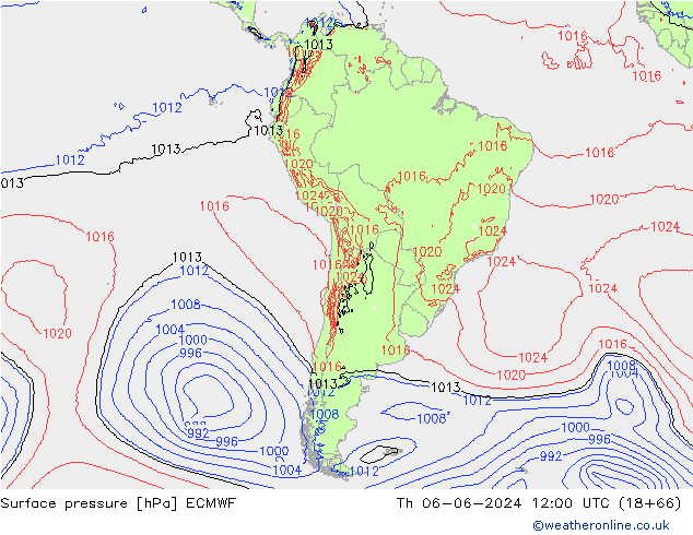 Luchtdruk (Grond) ECMWF do 06.06.2024 12 UTC