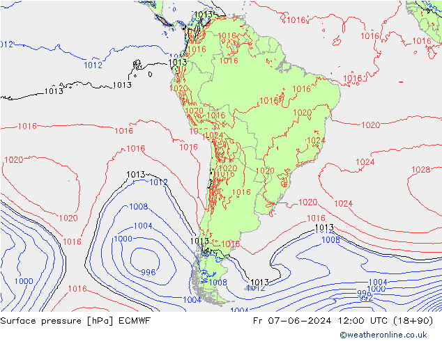 Surface pressure ECMWF Fr 07.06.2024 12 UTC