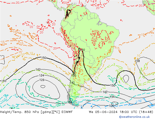 Z500/Rain (+SLP)/Z850 ECMWF We 05.06.2024 18 UTC