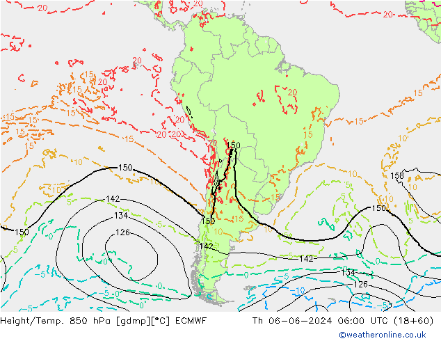 Z500/Rain (+SLP)/Z850 ECMWF Th 06.06.2024 06 UTC