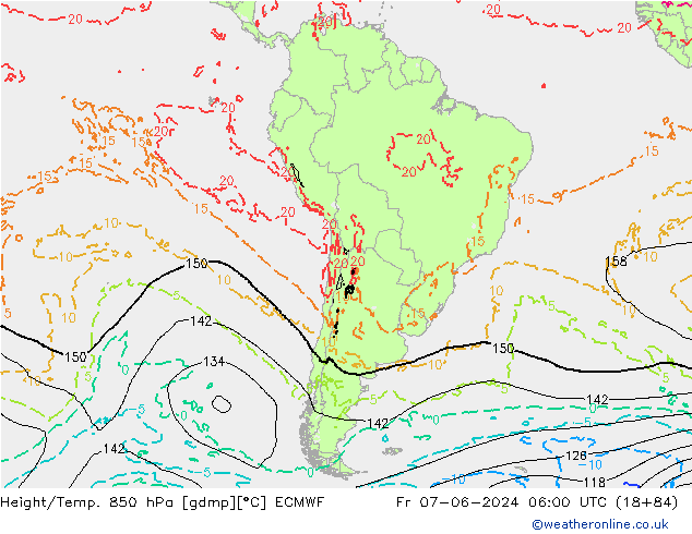 Z500/Rain (+SLP)/Z850 ECMWF ven 07.06.2024 06 UTC