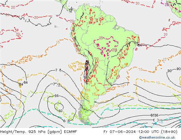 Height/Temp. 925 hPa ECMWF pt. 07.06.2024 12 UTC