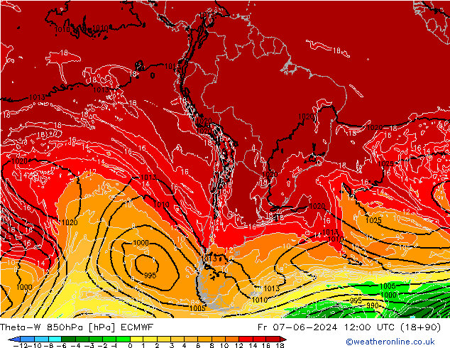 Theta-W 850hPa ECMWF ven 07.06.2024 12 UTC