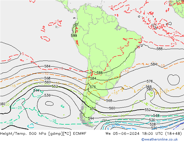 Z500/Rain (+SLP)/Z850 ECMWF We 05.06.2024 18 UTC