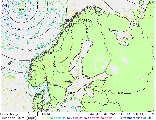 Isotaca (mph) ECMWF lun 03.06.2024 18 UTC